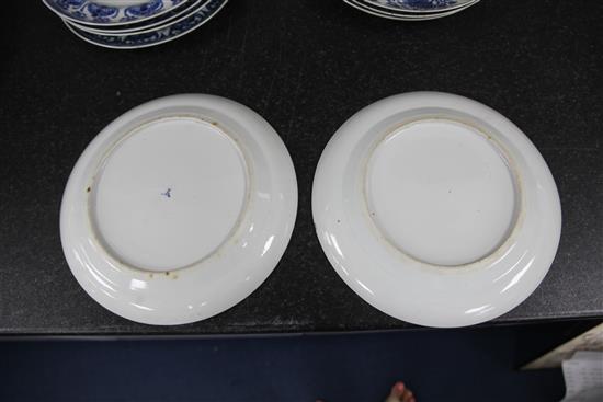 Nine Chinese blue and white plates, late 19th century, 24.5 - 25.5cm